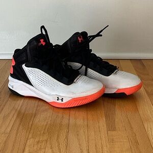 Under Armour Kids Black, White & Orange High-Top Sneakers